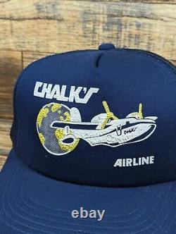 Vintage Chalk's Airline Mesh Snapback Trucker Hat Grumman Mallard Albatross RARE