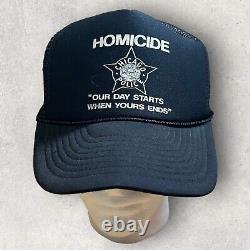 Vintage Chicago Police Department Homicide Hat Cap Trucker Black Snapback Mens