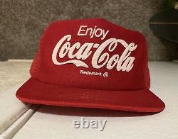 Vintage Coca Cola Classic Snapback Trucker Cap Hat Red Coke Soda