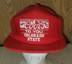 Vintage Coors Light Beer Colorado State Trucker Hat Snapback RED RARE 80s Cap