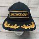 Vintage Dunlop 80s Usa Swingster Black Trucker Hat Cap Snapback Gold Egg Patch