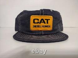 Vintage Denim CAT Diesel Power Trucker Hat Snapback Cap Patch Louisville Mfg