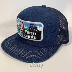 Vintage Denim Snapback Truckers Hat Cap Phillips 66 Farm Lubricants K-Brand USA