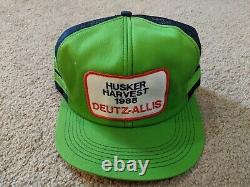 Vintage Deutz-Allis 3 Stripe Mesh Trucker Hat Snapback Hat Cap Husker Harvest 88