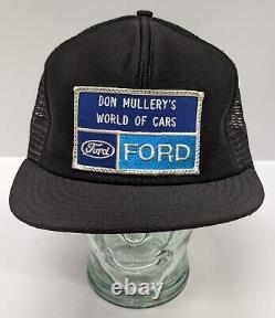 Vintage Don Mullery's World Of Cars Ford Trucker Hat SnapBack Mesh Cap Dixon IL