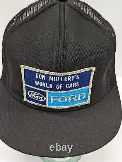 Vintage Don Mullery's World Of Cars Ford Trucker Hat SnapBack Mesh Cap Dixon IL