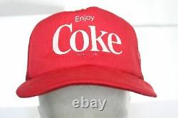 Vintage Enjoy Coke Trucker Hat KAP. II 1970s 1980s Coca-Cola Red Snapback Cap