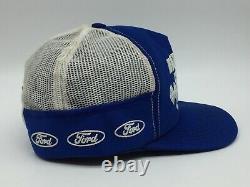 Vintage FORD Motors USA Snapback Trucker Hat Cap Made Racing All Over Print 70s
