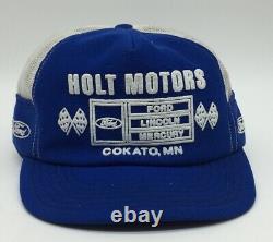 Vintage FORD Motors USA Snapback Trucker Hat Cap Made Racing All Over Print 70s