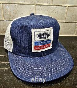 Vintage Ford New Holland Denim Snapback Trucker Hat Cap 70s K Products