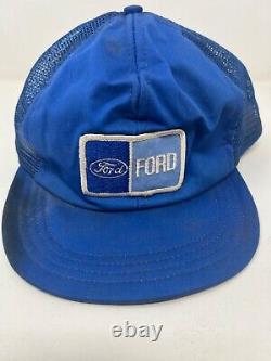 Vintage Ford Snapback Logo Patch Mesh YA Trucker Hat Cap light blue 80s