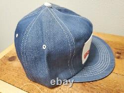 Vintage GENERAL TIRE Denim SnapBack Trucker Hat Cap HUGE Patch LEGEND Made USA