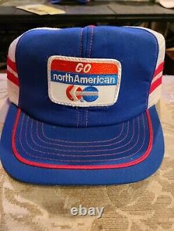 Vintage Go North American, snapback trucker patch hat / ball cap Red Striped