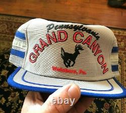 Vintage Grand Canyon Deer 3 Stripe Mesh Trucker Hat Snapback Hat Cap USA Made