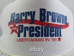 Vintage Harry Browne For President White Mesh Trucker Snapback Hat Cap + VHS