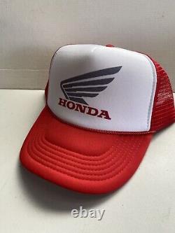 Vintage Honda Motorcycle Hat Trucker Hat snapback Unworn Red Summer Racing Cap