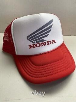 Vintage Honda Motorcycle Hat Trucker Hat snapback Unworn Red Summer Racing Cap