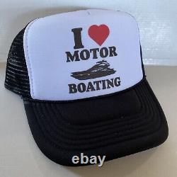 Vintage I Love Motor Boating Hat Funny Trucker Hat snapback Black Party Cap