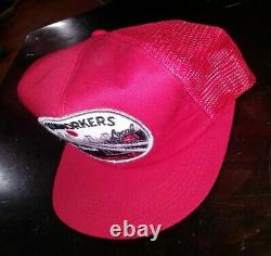 Vintage IRONWORKERS PATCH MESH SNAPBACK TRUCKER HAT CAP K-BRAND USA RARE NOS