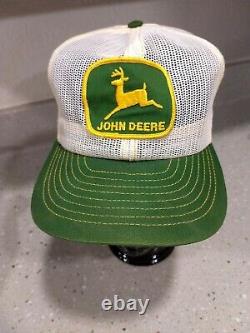 Vintage JOHN DEERE All Mesh Snapback Trucker Patch Cap Hat LOUISVILLE MFG CO USA
