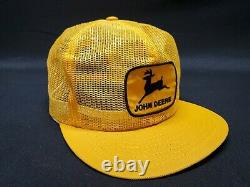Vintage JOHN DEERE Full Mesh Louisville Mfg SnapBack Trucker Hat Cap PatchUSA 2