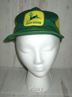 Vintage JOHN DEERE Patch Green Yellow Mesh Trucker Hat Snapback Cap K-PRODUCTS