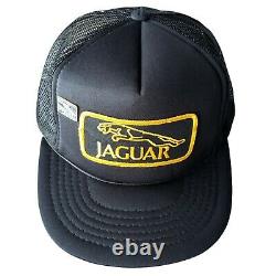 Vintage Jaguar Hat Ball Cap Car Racing Trucker Snapback with Vtg Pin Black