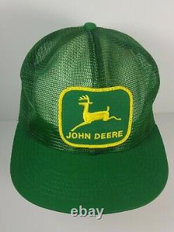 Vintage John Deere Big Patch Snapback Trucker Hat Cap K-Products Made USA Mesh
