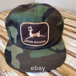 Vintage John Deere Camouflage Cap Snapback Hat Farm Trucker 80s USA K Products