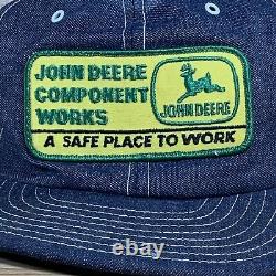 Vintage John Deere Component Works Denim Trucker Cap Hat Snapback LOUISVILLE 70s
