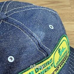 Vintage John Deere Component Works Denim Trucker Cap Hat Snapback LOUISVILLE 70s