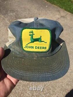 Vintage John Deere Denim Hat Cap Snapback Patch Tractor Farmer Trucker USA Fair