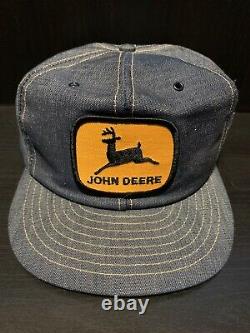 Vintage John Deere Denim Snap Back Patch Trucker Hat Cap Louisville USA