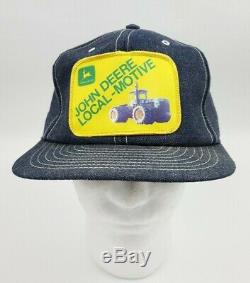 Vintage John Deere Denim Snapback Hat Trucker Patch Cap Louisville USA RARE HTF
