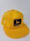 Vintage John Deere Hat Cap 80's Yellow Mesh Trucker Rare Black Patch Excellent
