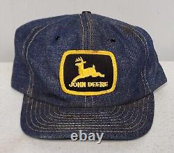 Vintage John Deere Patch Denim Blue Jean Trucker Hat Snapback Cap