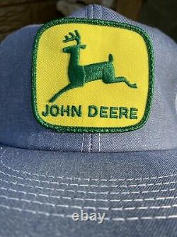Vintage John Deere Patch K-Products Brand Snapback Mesh Trucker Hat Denim Cap