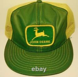 Vintage John Deere Snapback Trucker Hat Cap Louisville Green Yellow Made in USA