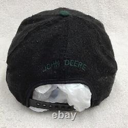 Vintage John Deere Wool Baseball Cap Truckers Hat Adult Black Snap Back Rare