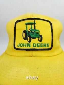 Vintage K-BRAND John Deere Patch Snapback Hat Mesh Trucker Cap Tractor RARE