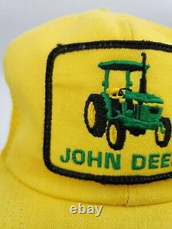 Vintage K-BRAND John Deere Patch Snapback Hat Mesh Trucker Cap Tractor RARE