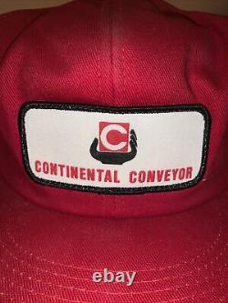 Vintage K Products RED Mesh Trucker SnapBack Hat Cap Patch Continental? Conveyor