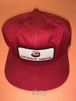 Vintage K Products SnapBack Hat Cap RED Mesh Trucker Patch Continental? Conveyor