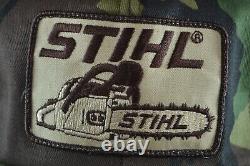 Vintage K Products USA Stihl Chainsaws Hat Cap Patch Snapback Camo Trucker Rare