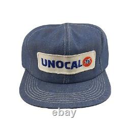 Vintage K-Products Unocal 76 Full Denim Snapback Hat Cap Patch VTG