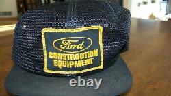 Vintage K-brand Ford Construction Black Full Mesh Snapback Patch Cap/hat Trucker
