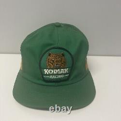 Vintage KODIAK RACING 80s K-Products Trucker Hat Cap Snapback 3 SIDE STRIPES USA