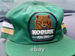 Vintage Kodiak Racing 3 Three Stripe Trucker Snapback Patch Cap Hat NASCAR USA