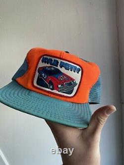 Vintage Kyle Petty Racing Patch Snapback Trucker Hat Cap Blue And Orange STP