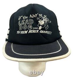 Vintage LEAD DOG 3 Stripe Mesh Trucker Hat Cap San Sun Original SnapBack